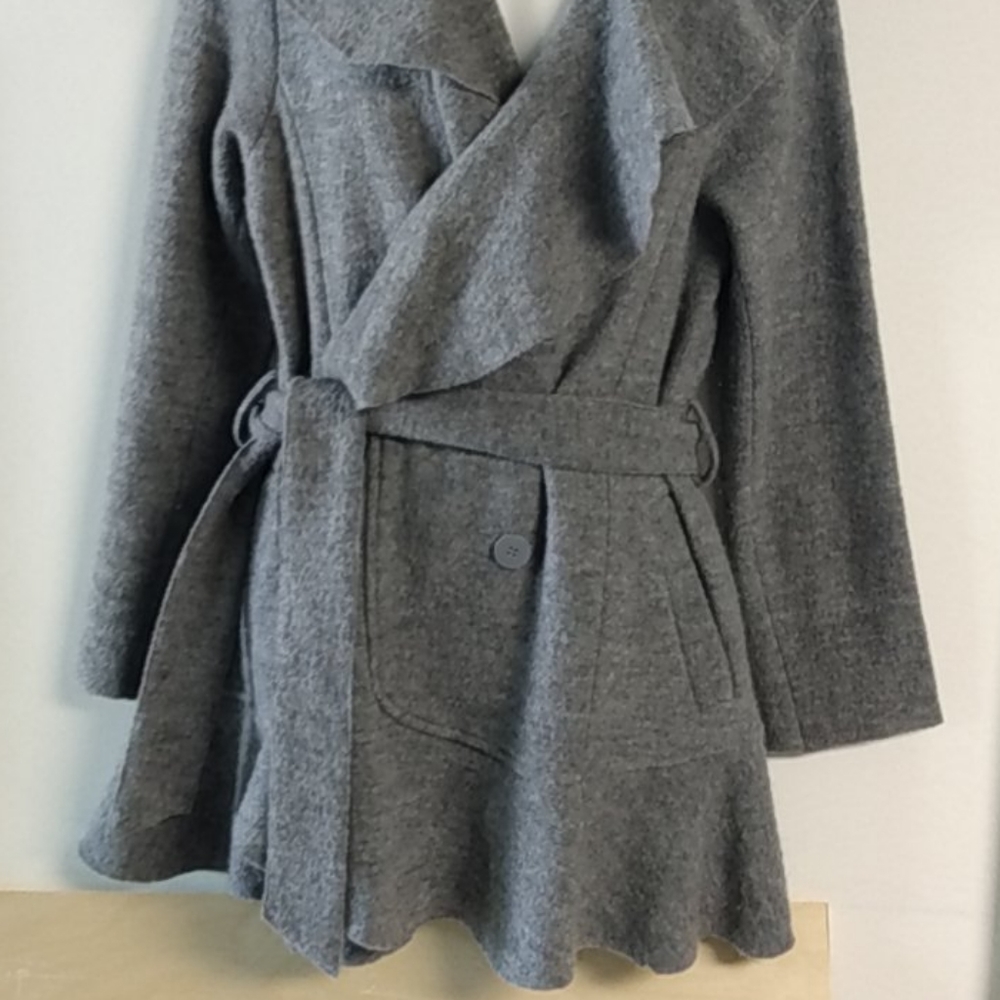Wool Ruffle Mid Length Coat by A.B.S - Picture 5 of 7